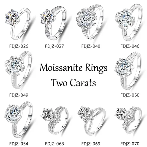 Round Moissanite Ring 925 Sterling Silver Sparkling Cubic Zirconia Luxury Wedding Engagement Jewelry Women Elegant Style