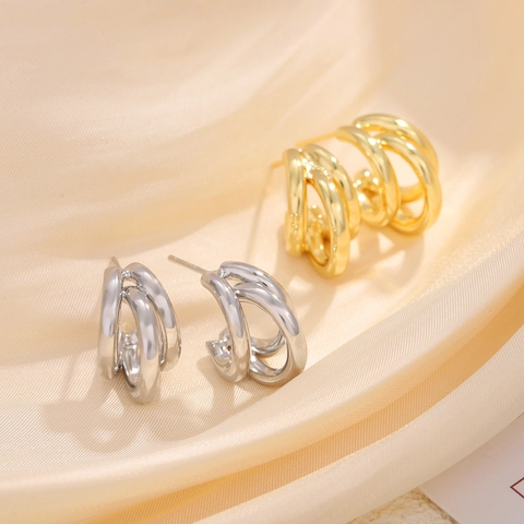 Geometrische Creolen Mit 925 Sterling Silver Earring Post Kupfer Zirkon Minimalistischer Eleganter Modeschmuck Für Damen