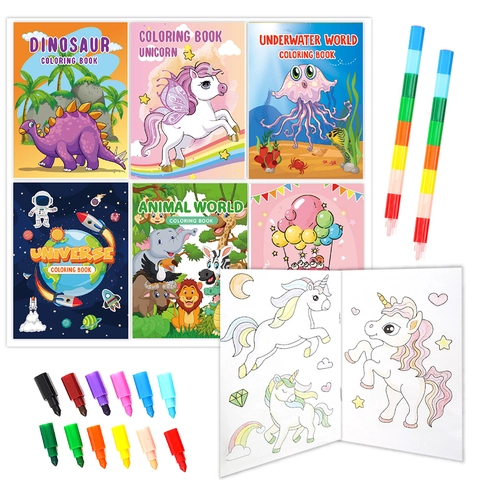 Livres De Coloriage Pour Enfants Avec Feutres Dessin Animé Animal Dinosaure Thème Vacances Papier Dessin