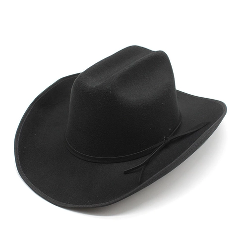 Chapeau De Cow-Boy Western À Bord Large En Feutre De Laine Fedora Avec Corde Décorative Rétro Protection Solaire Extérieure