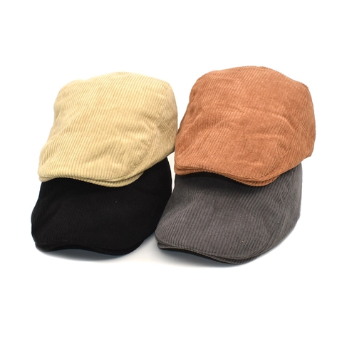 Berretto Piatto In Velluto A Coste Di Cotone Retrò Per Uomini Donne Cappello Ivy Vintage Caldo Regolabile