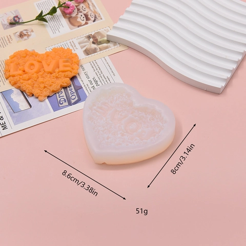 Hartvormige Siliconen Vorm Met LOVE Roos Bloem Voor DIY Fondant Taart Decoreren Handgemaakte Zeep Kaars Ambacht