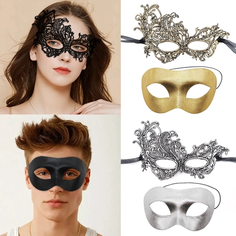 Masquerade Mask Half Face Lace Plastic Sexy Eye Mask For Halloween Party Costume Mystery Style For Women Men