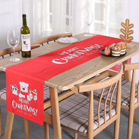 Camino De Mesa De Navidad Poliéster Impermeable Decoración De Mesa Festiva Alce Estampado De Cuadros