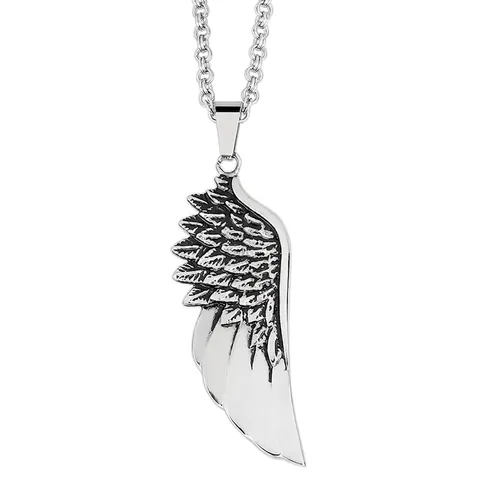 Angel Wing Feather Pendant 316L Stainless Steel Retro Punk Gothic Style Jewelry For Men Unisex