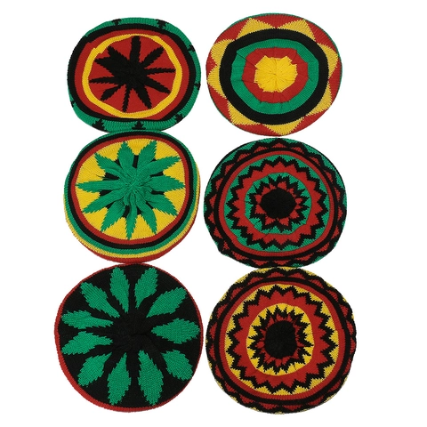 Berretto All'uncinetto Stile Reggae Giamaicano Cappello In Maglia Colorato Rasta Arcobaleno In Acrilico Per Adulti Unisex