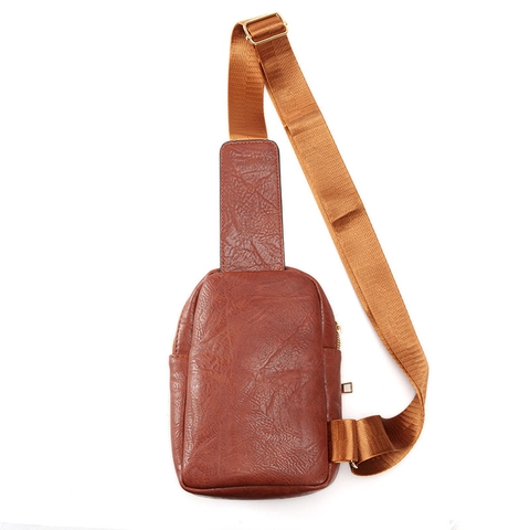 Bolso De Pecho Retro De Cuero PU Para Mujer Bolso Cruzado Vintage Color Sólido Con Correa Ancha Viaje Casual