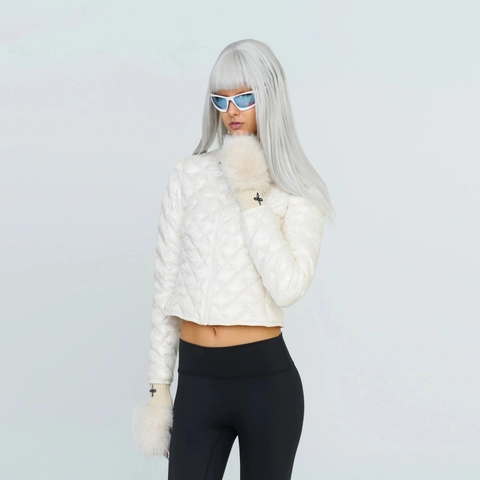 Guanti Senza Dita Pelliccia Sintetica Maniche In Maglia Inverno Caldo Ricamato Floreale Scaldapolsi Morbidi Stile Dolce