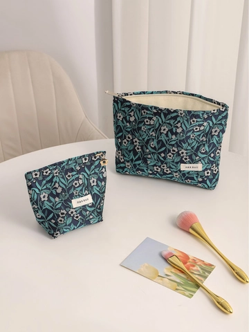 Neceser De Maquillaje Vintage De Lona Jacquard Con Flores Organizador De Cosméticos Portátil Bolsa Con Cremallera Para Viaje