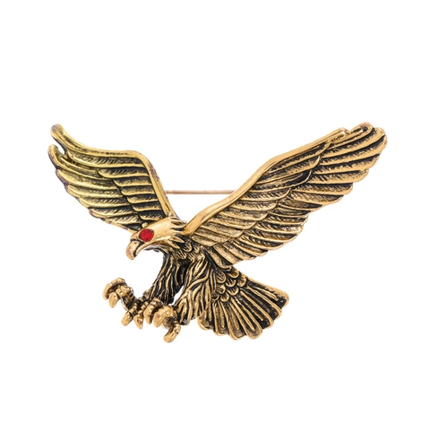 Broche De Águila Vintage Aleación Alas Animal Alfiler De Solapa Con Ojo De Strass Rojo Para Traje Chaqueta Unisex
