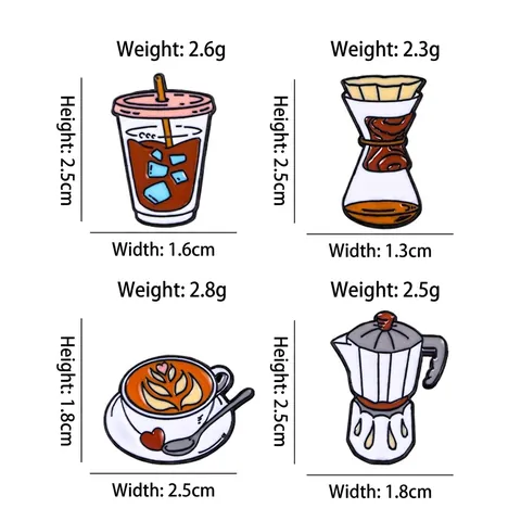Cartoon Kaffee Serie Emaille Pin Legierung Brosche Für Kleidung Rucksack Süße Eiskaffee Moka Kanne Latte Abzeichen Schmuck Geschenk