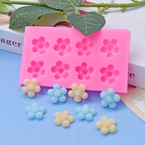 Flower Shape Silicone Mold Multi Cavity DIY Baking Fondant Chocolate Resin Handmade Soap Pink Kitchen Tools