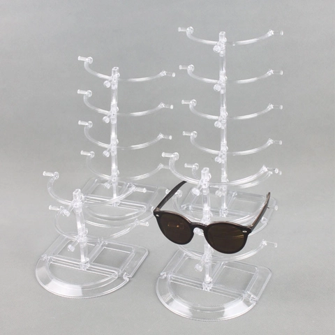 Clear Plastic Eyeglasses Display Rack Sunglasses Organizer Stand For Retail Countertop Home Storage Detachable Sturdy