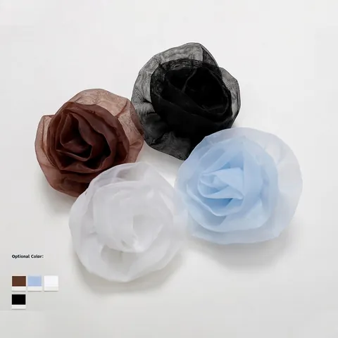 Elegante Broche De Flor De Rosa 3D De Tela De Organza De Malla En Capas Hecho A Mano Desmontable Accesorio Ropa