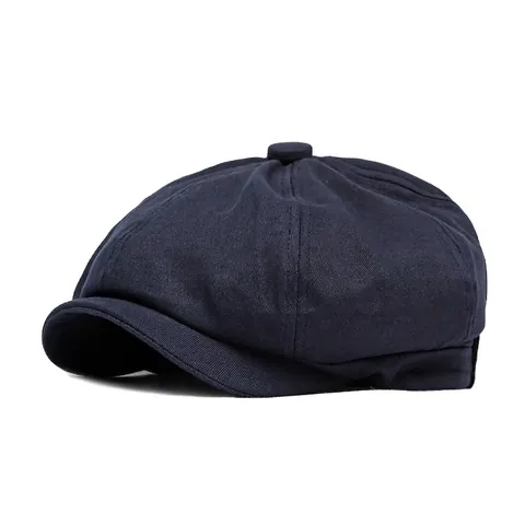 Retro British Newsboy Cap Cotton Twill Octagonal Hat For Men Women Adjustable Vintage Style Cabbie Baker Boy