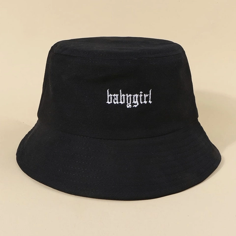Bucket Hat Polyester Gothic Letter Babygirl Embroidery Sun Protection Summer Outdoor Fashion Women Streetwear Sunshade
