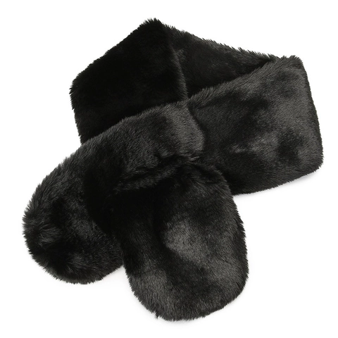 Faux Fur Scarf For Women Winter Warm Thickened Neck Warmer Soft Plush Elegant Solid Color Furry Collar Cross Design