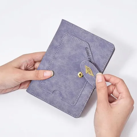 PU Leather Passport Holder Wallet Travel Document Organizer With Leaf Metal Clasp Multi Card Slots For Women