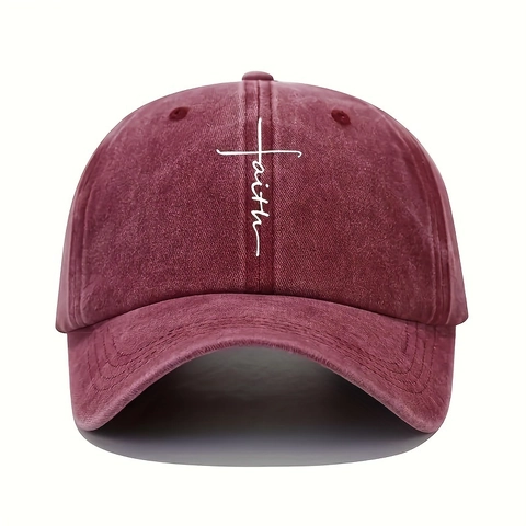 Cappellino Da Baseball Ricamo Croce Faith Cotone Lavato Vintage Regolabile Cappello Sole Uomo Donna