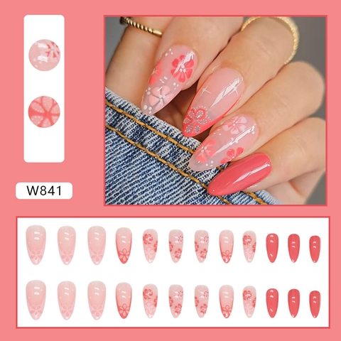 Press On Nails False Nails Wearable Manicure Halloween Floral Leopard Print Glitter Coffin Almond Shape For Women