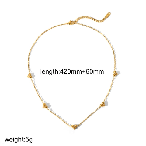 Minimalist Stainless Steel Heart Pendant Necklace For Women Elegant Gold Plated Rhinestone Jewelry Heart Link Bracelet Gift