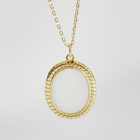 Collar Con Colgante Ovalado De Plata De Ley 925 Y Nácar Bañado En Oro Joyas Elegantes Vintage Para Mujer