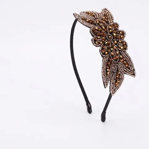 Handmade Beaded Rhinestone Headband Vintage Bohemian Flower Leaf Hair Accessories For Women Elegance