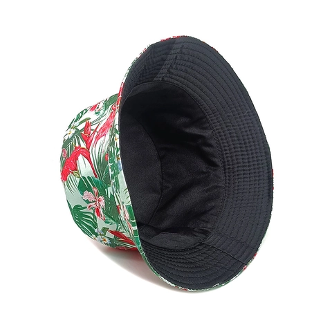 Flamingo Tropische Bloemenprint Vissershoed Dubbelzijdig Polyester Zonbescherming Opvouwbaar Strandvakantie Voor Vrouwen