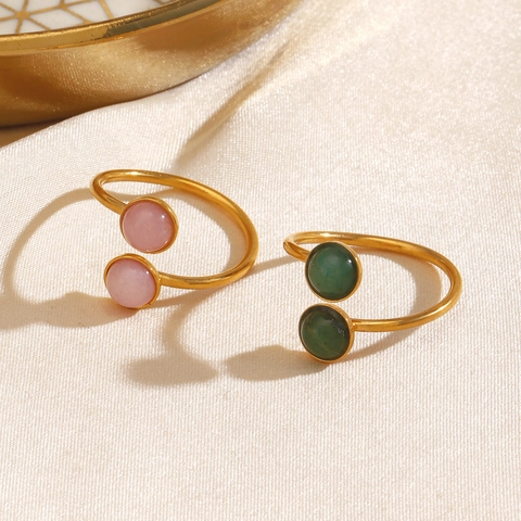 Anello Aperto Regolabile In Acciaio Inossidabile Da Donna Perline Di Resina Geometriche Gioielli Di Moda
