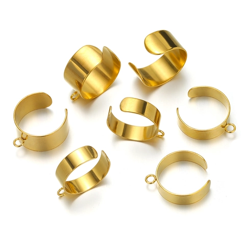 Anello Aperto Regolabile In Acciaio Inossidabile Con Piccolo Occhiello Per Pendenti Base Per Gioielli DIY Minimalista Unisex