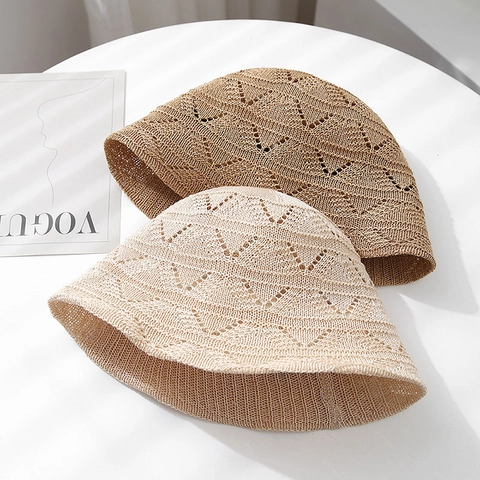 Chapeau Bob En Tricot Crochet Ajouré Protection Solaire Respirant Plage Été Style Vintage Décontracté Pour Femmes