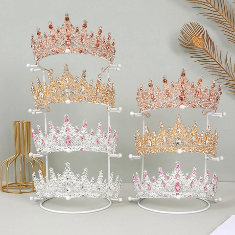Metal Crown Display Stand Multi Tier Tiara Holder Rack Iron Headband Organizer Wedding Jewelry Store Live Stream Elegant