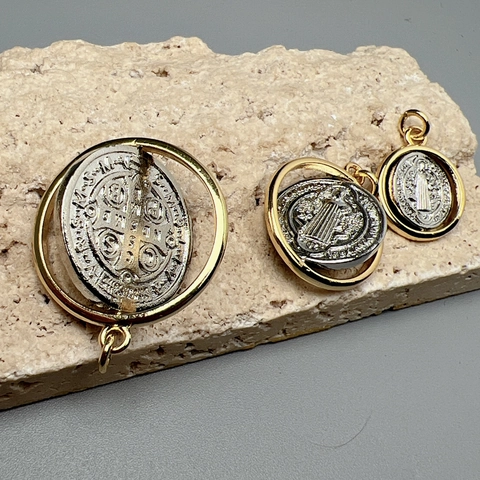 Charmes Médaille Saint Benoît Religieux Cuivre Rotatif Rond Pendentifs Pour DIY Création De Bijoux Colliers Bracelets Accessoires