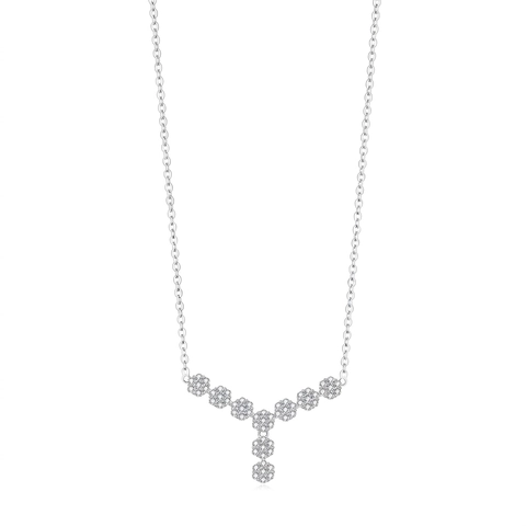 Collana A Y In Argento Sterling 925 Con Grappolo Di Fiori Zirconia Scintillante Gioielli Eleganti Da Donna