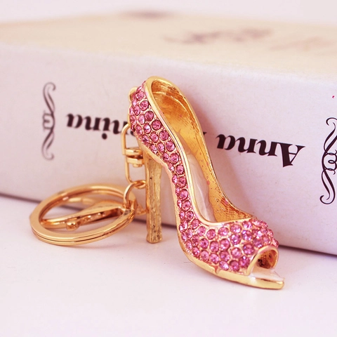 Portachiavi Scarpa Con Tacco Alto Strass Scintillanti Smalto Stiletto Ciondolo Per Borsa Per Donne Ragazze Anello In Metallo
