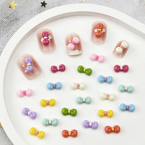 Kleurrijke Hars 3D Strik Nagel Charms Kawaii Strikje Kunst Decoraties Voor Manicure DIY Hobby Zoete Stijl