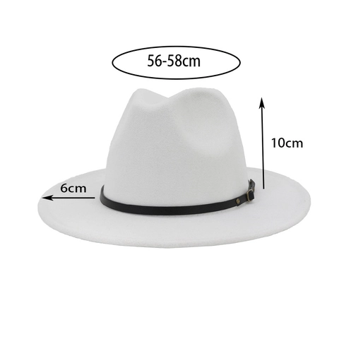 Chapeau Fedora en Feutre de Laine Style Britannique Vintage pour Femmes Hommes Large Bord Chapeau de Jazz Avec Boucle en Cuir Accessoires Automne Hiver