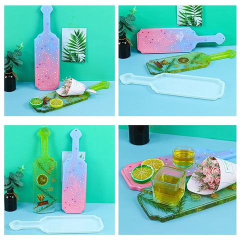 Moule Silicone Plateau Pagaie Grade Alimentaire Coulée Résine Époxy DIY Dessous Verre Miroir Réutilisable Maison