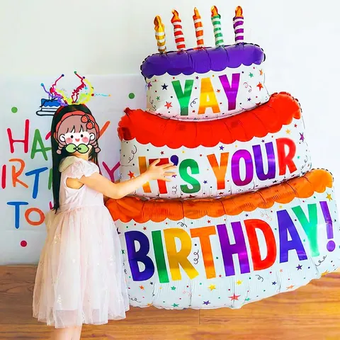 Birthday Party Decoration Aluminum Foil Balloons Huge Cake Bear Daisy Castle Shapes Inflatable Mylar Balloons Celebration