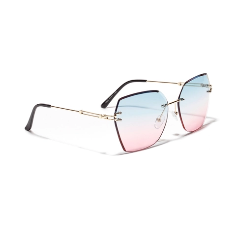 Gafas De Sol Sin Montura Para Mujer Marco De Metal Protección UV400 Lentes Degradados Retro Polígono Moda