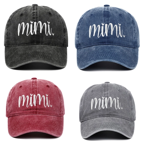 Berretto da Baseball da Donna Mimi Ricamato Lavato Distressed Cotone Vintage Regolabile Soft Top Cappello da Sole Regalo Festa della Mamma