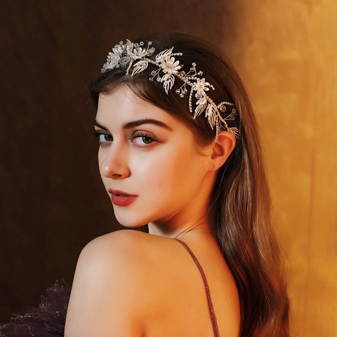 Handgefertigter Braut Haarranken Mit Strass Und Künstliche Perlen Eleganter Silberner Blumen Hochzeit Haarschmuck Für Damen