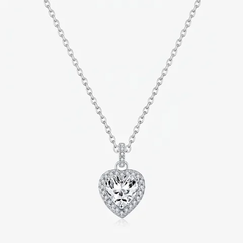 Heart Pendant Necklace 925 Sterling Silver Sparkling Moissanite D Color VVS1 Elegant Fashion Jewelry For Women