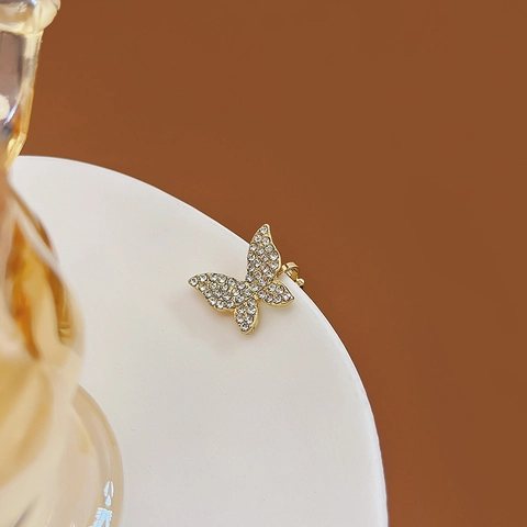 Orecchini A Clip A Farfalla Delicati In Lega Con Strass Micro Pave Stile Coreano Per Donna