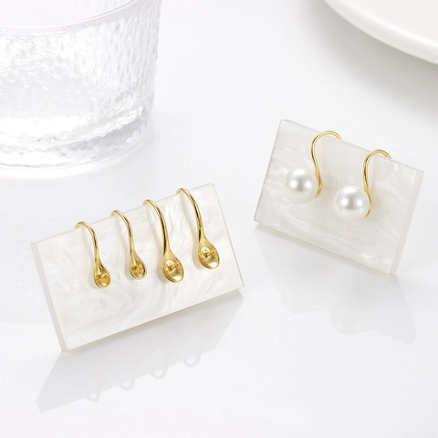 Earring Hooks Findings S925 Sterling Silver Artificial Pearl Cup Pin Tray For DIY Jewelry Making Crafts French Style Women