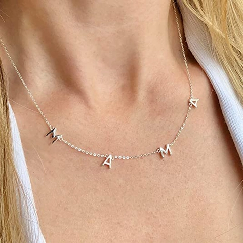 Fashion Copper MAMA Letter Pendant Necklace For Women Gold Silver Plated Dainty Clavicle Chain Jewelry Thanksgiving Gift