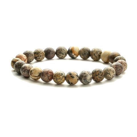 Natural Stone Beaded Bracelet Elastic Handmade Round Agate Tiger Eye Lava Rock Jewelry For Men Women Boho Style