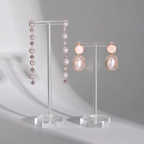 Acrylic Earring Display Stand T-Shape Jewelry Organizer For Studs Dangle Earrings Countertop Showcase Photography Props