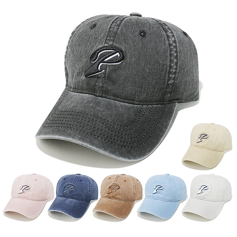 Gorra De Béisbol De Algodón Lavado Bordado Letra P Vintage Dad Hat Ajustable Protección Solar Retro Deportivo Casual