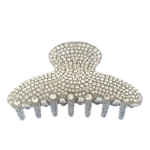 Vintage Silber Große Haarklammer Für Frauen Glänzende Strass Acryl Shark Clip High End Haarschmuck